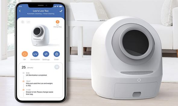 Boîte à litière automatique connectée à l'application Loo Too de Smarty Pear Leo avec prise en charge d'Alexa -