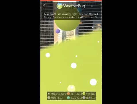 La fonction de réalité augmentée de WeatherBug montre les particules d'air autour de vous -