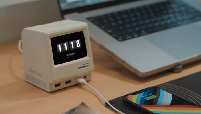 Station d'accueil Macintosh rétro RayCue 128K Pro avec écran, haut-parleur Bluetooth -